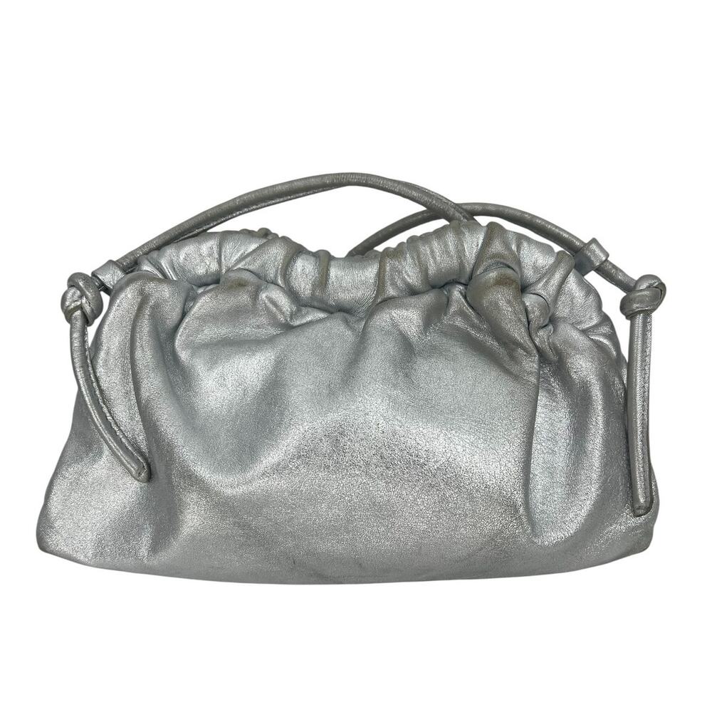 Mansur Gavriel Mini Cloud Clutch Silver Leather Crossbody Bag - Picture 2 of 14